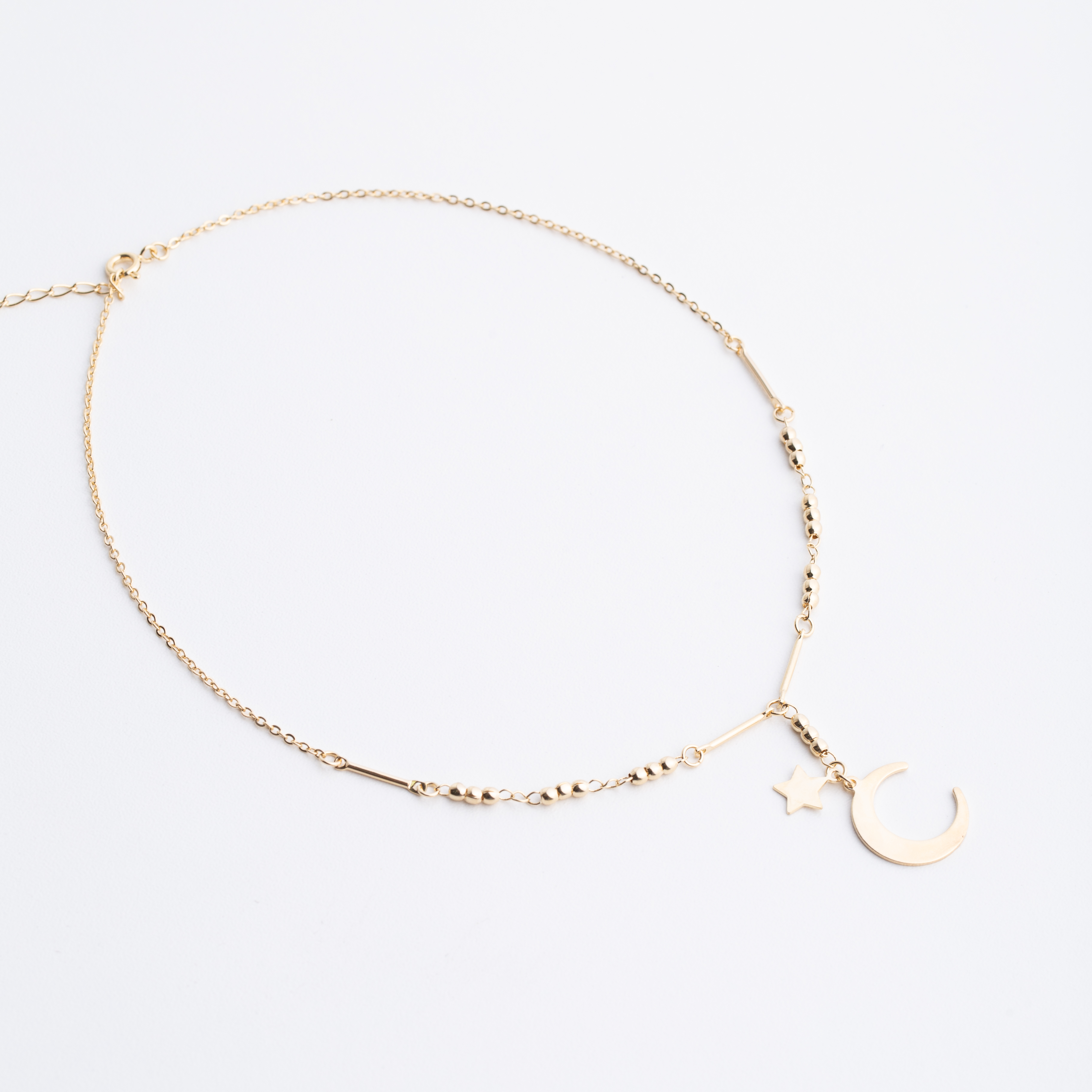 19277 Chain with Gold Moon and Star Pendant